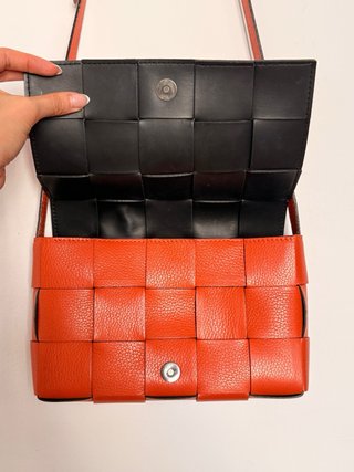 Bolso naranja de piel auténtica - estilo Cassette