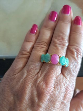 Anillo Plata Baño Oro 18k .Esmeraldas+Rubi Nuevo