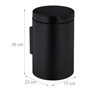 Cestino bagno in acciaio nero sospeso Relaxdays