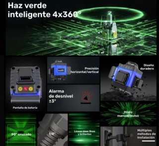Nivel Láser GZG 360° Verde autonivelante 16 líneas