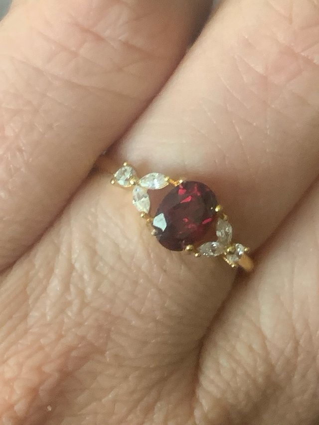 Anillo Plata Granate y Circonitas