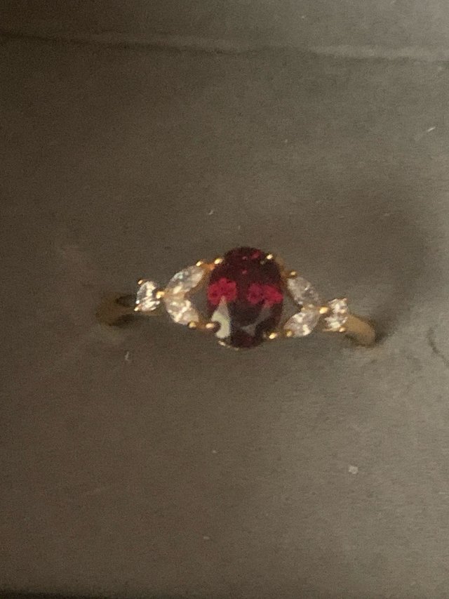 Anillo Plata Granate y Circonitas