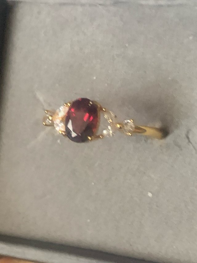 Anillo Plata Granate y Circonitas