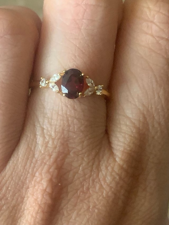 Anillo Plata Granate y Circonitas