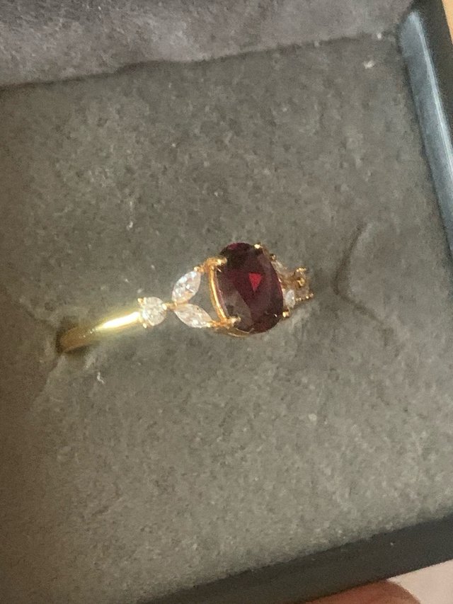 Anillo Plata Granate y Circonitas