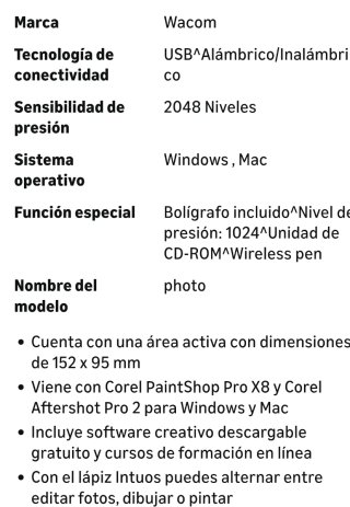 Tableta Gráfica Wacom Negra