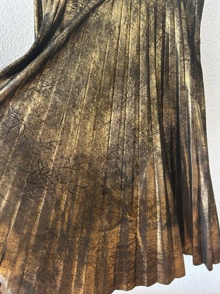 Falda Midi Zara Plisada Efecto Metalizado