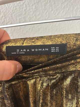 Falda Midi Zara Plisada Efecto Metalizado