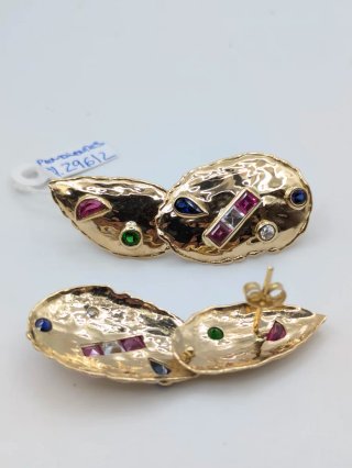 Pendientes Oro 18k con Piedras Multicolor