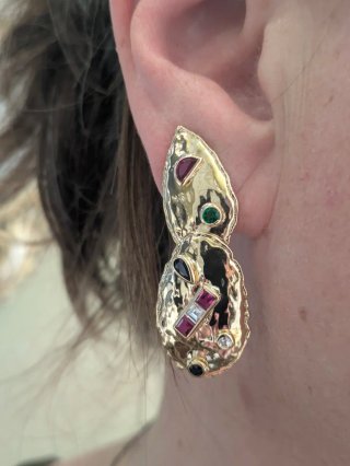 Pendientes Oro 18k con Piedras Multicolor