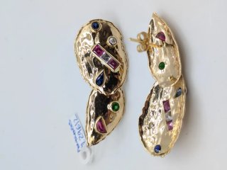 Pendientes Oro 18k con Piedras Multicolor
