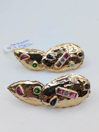 Pendientes Oro 18k con Piedras Multicolor