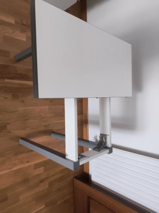 Mesa de cocina extensible gris y blanca