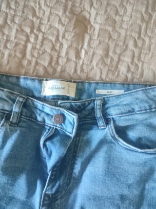 Pull&Bear Pantalón Corto Slim Azul Roto
