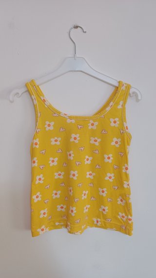 Camiseta/top de tirantes amarillo con estampado
