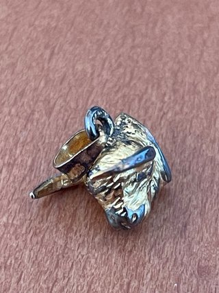 Colgante Cabeza de Toro. Plata 925 Dorada Vintage.