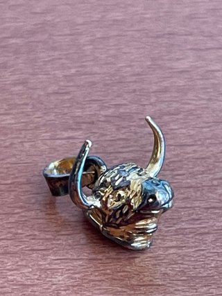 Colgante Cabeza de Toro. Plata 925 Dorada Vintage.
