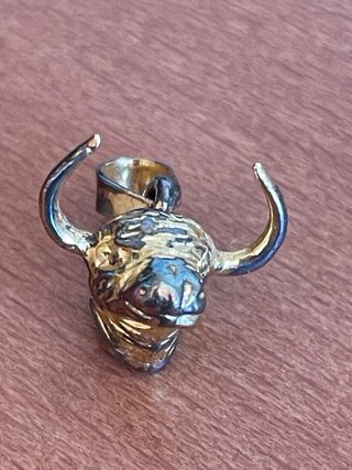 Colgante Cabeza de Toro. Plata 925 Dorada Vintage.