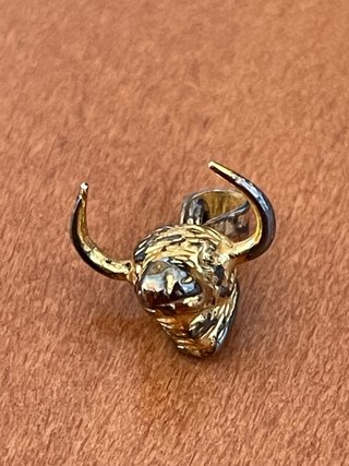 Colgante Cabeza de Toro. Plata 925 Dorada Vintage.