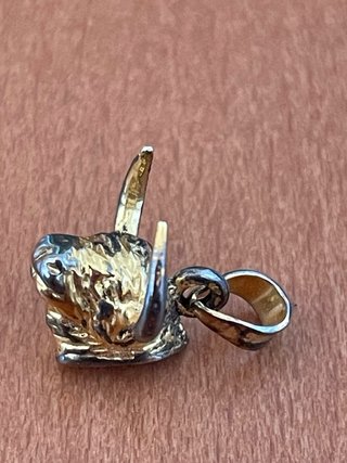 Colgante Cabeza de Toro. Plata 925 Dorada Vintage.
