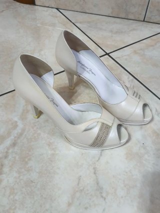 Scarpe donna vera pelle bianche tacco