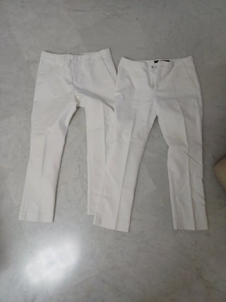 LOTE 2 Pantalones Pirata Vestir Zara Blanco