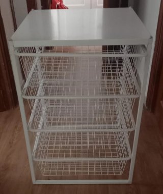 Mueble Almacenaje Blanco con Cestas