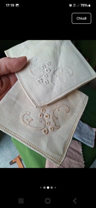 7 fazzoletti vintage lino artigianali