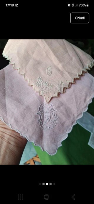 7 fazzoletti vintage lino artigianali
