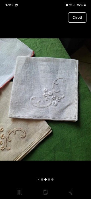 7 fazzoletti vintage lino artigianali