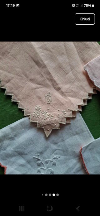 7 fazzoletti vintage lino artigianali