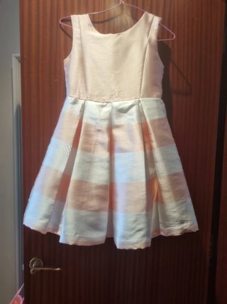 Vestido fiesta niña rosa y blanco