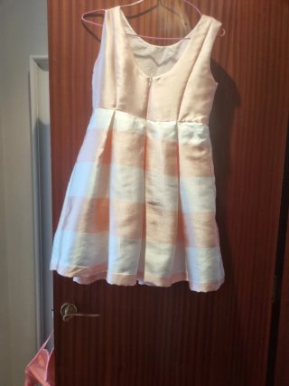 Vestido fiesta niña rosa y blanco