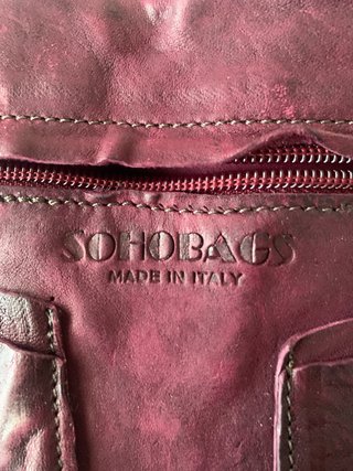 Cartera italiana cuero burdeos
