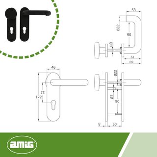 Manilla para puerta con herraje acero