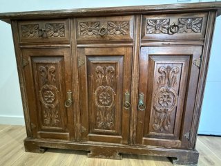 Mueble recibidor vintage madera y mármol