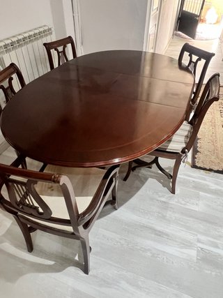 Mesa comedor ovalada con 6 sillas
