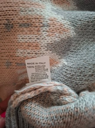 Jersey cuello alto mujer rosa y gris