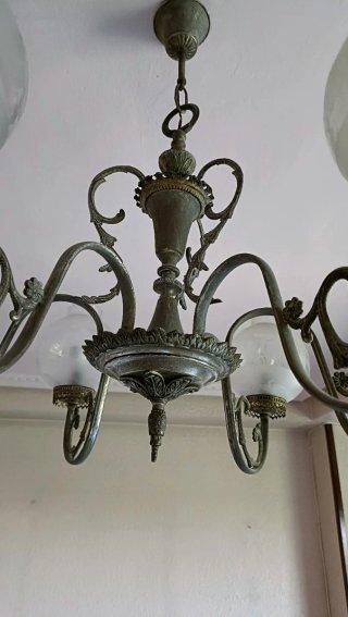 Lámpara de techo vintage de metal y cristal