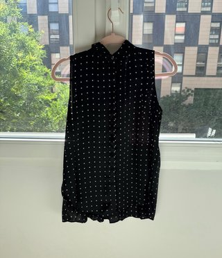 Blusa Zara Negra Cuadros Blancos Talla M