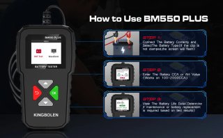 KINGBOLEN BM550 PLUS Probador de Baterías 6/12/24V