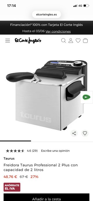 Freidora Taurus Professional 2 Plus