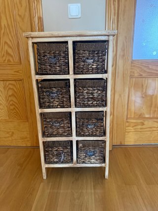 Mueble recibidor madera con espejo