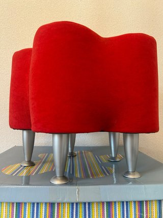 Puff/Taburete Tela Suave Forma Flor Roja