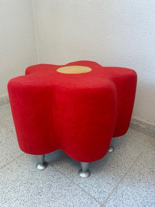 Puff/Taburete Tela Suave Forma Flor Roja