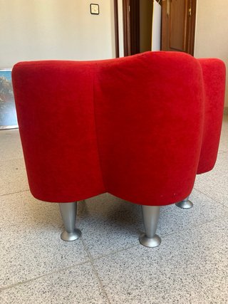 Puff/Taburete Tela Suave Forma Flor Roja