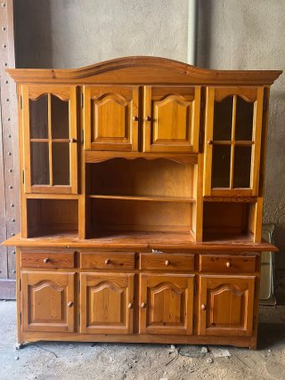 Mueble comedor madera y cristal