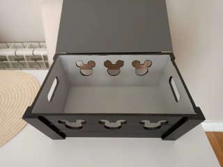 Caja de madera Mickey con tapa gris