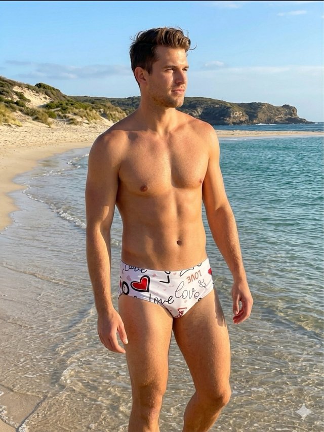 Traje de baño hombre Love blanco,talla L.