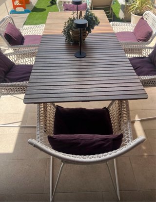 Conjunto 6 Sillas Terraza Mimbre y Metal